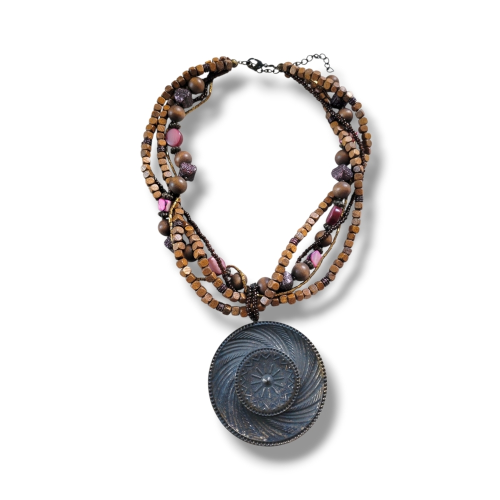 Stunning Multi-Strand Tribalesque Boho Beaded Med… - image 3